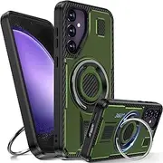 [Tuvror] Samsung Galaxy S23 FE Case with Kickstand [360° Rotating Ring and Kickstand] Rugged Shockproof Protective Case for Samsung S23FE 5G - Green