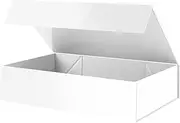 PETSLOVE Extra Large Gift Box 44.45x28.7x10.92 CM, Gift Box with Lid, Sturdy Shirt Box with Magnetic Closure for Clothes and Large Gifts (Glossy White)