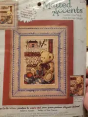 Vtg Dimensions Matted Accents Counted Cross Stitch Kit "Teddy's Friend" SEALED
