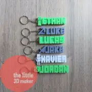 Custom Made Personalised Keyring KeyChain School Bag Name Tag Pickaxe Kids Gift