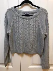 Freshman 1996 NWT L Gray Pearl Cable Sweater $44 P071