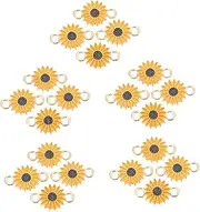 [Beatifufu] 20pcs Sunflower Jewelry Charms Necklace Bracelet Charms Earring Two Hole Decorative Pendants Alloy Jewelry Diy Accessories