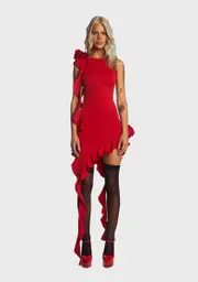 [Kiki Riki] Rose Accent Red Mini Dress