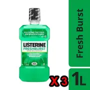 3 Pack 1L Listerine Freshburst Antiseptic Oral Gentle Mouthwash Freshen Breath