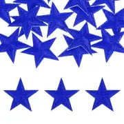32Pcs Iron on Star Patches Sew on Star Embroidered Patches, 29mm Navy Blue