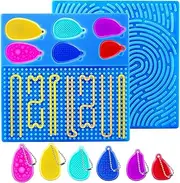 Sensory Activity Board: Double-Sided Silicone Fidget Toys with 6 Sensory Worry Stones for Calming, Stress, Anxiety, Focus,ADHD & Autism, Portable with Travel Bag & 24 Strings (Blue)