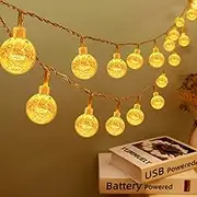 Fairy Lights Battery Operated 10FT 20 LED Globe String Lights Indoor Outdoor Waterproof Twinkle Christmas Lights for Garden Patio Gazebo Balcony Bedroom Xmas Tree Decorations Warm White