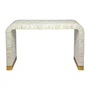 Luxe Living Bone Inlay Waterfall Console in White