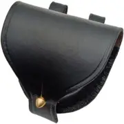 Accessory Plain Cap Pouch One Piece Black Leather Construction 3.5" x 2" x 5.5"