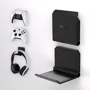 PlayVital 2 Set FOLD Controller Wall Mount for ps5/4, Foldable Wall Stand for Xbox Series X/S, Switch Pro, Gaming Headset Stand, Wall Holder for Xbox Wireless Headset, for Pulse 3D Headset - Black