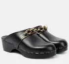 Saint Laurent Le Maillon 37/ US 7 Clogs Black Leather Round Toe Shoes NIB $945