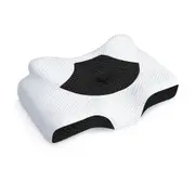 Cervical Pillow for Neck Relief, Hollow Design Odorless Memory Foam Pillows for Sleeping, Support for Side Back Sleepers, 60 x 41 x 13 cm, Black