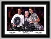 ROGER FEDERER ROD LAVER RAFAEL NADAL 2017 AUS OPEN PHOTO SIGNED PRINT OR FRAMED