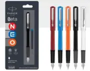 Parker Beta Neo Chrome Trim Fountain Pen - MultiColor Assorted (Pack of 2)