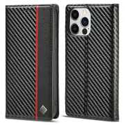 LC.IMEEKE for iPhone 14 Pro 6.1 inch Carbon Fiber Texture Cover Adsorption Phone Wallet Stand Case