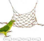 FUNNTY Hanging Bird Climbing Rope Ladder Parrot Climbing Net Parrot Climbing Cotton Rope Net Small Animals Cage Accessories Bird Climbing Ladder Hammock Rope Hammock Swing Toy 40X40CM