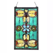 Stained Glass Window Panels Tiffany Style Victorian Suncatcher Matching PAIR