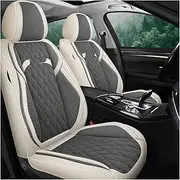 Car Seat Cover Set for Solaris for Hyundai for Tucson for Accent for Kona for Getz Ix35 for Creta Ix25 I40 Fe Flax Front Rear Car Seat Cover Auto Seat Cover(Beige Coffee Front)
