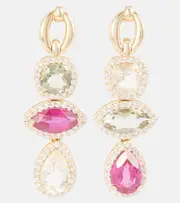 [Nadine Aysoy] Nadine Aysoy Catena Triple Stone 18kt gold earrings with sapphire, rubellite, amethyst, and diamonds One size multicoloured