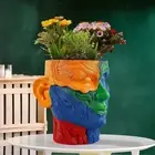 Painted Face Planter Abstract Plant Pot Plant Pot Creative Flower Planter for