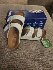 Birkenstock Arizona BS Soft Birki Vegan Matcha, Size 38, New w/ Box