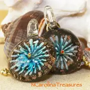 AQUA FIRE BURST GOLD GLITTER GLASS CEILING FAN LIGHT SWITCH PULL LARGE PAIR M171