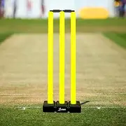 Vifitkit Cricket Stumps with Stand Cricket Kit Plastic Wickets for Cricket Standard Wickets for Cricket Ground, Match, Tournament Stump with Stand & Bails (Green - Plastic Wickets Set)