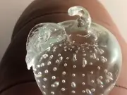 New Solid Clear glass Bullicante Apple, Leaf And Stem Paperweight Maker's Mark