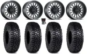 Method 411 15" Wheels Black (4+3) 30" Intersect Tires Pioneer 1000 / Talon