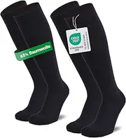 [MEDOLY] Support Stockings (2 Pairs) with Compression, Travel Socks with 65% Cotton, Compression Stockings for Men and Women - Support Knee Socks without Disturbing Seam