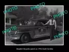 OLD POSTCARD SIZE PHOTO OF BEAUFORT SOUTH CAROLINA THE TOWN POLICE CAR c1950