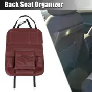 Car Backseat Organizer Foldable Garbage Storage Bag Tissue Box PU Leather Red