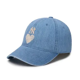 MLB N-COVER 牛仔丹寧可調式軟頂棒球帽 Heart 紐約洋基隊 (3ACPH024N-兩款任選)【官方旗艦店】