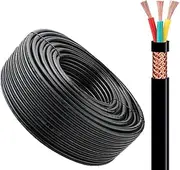 Pure Copper RVVP Signal Control Cable 3-Core 0.5/0.75/1/1.5mm² Double Shielded, Anti-Interference,Flexible Line PVC Jacket for Electrical and Engineering Use(15ft,3C-1.0mm²)