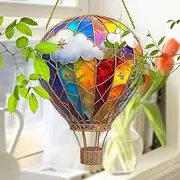 Hot Air Balloon Sun Catchers, Hanging Hots Air Balloon Sun Catcher, Stained Acrylic Hots Air Balloon Wall Decoration, Colorful Hanging Ornaments for Garden Patio Porch Yard Party Gift Decor