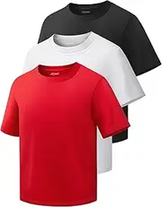[Bigant] 3 Pack Boys Shirts Athletic Dry Fit Kids Youth Short Sleeve Sports Active Performance T-Shirts Moisture Wicking Quick Dry