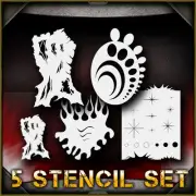 Free Hand Set Airbrush Stencil Template Airsick