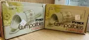 RARE VTG Set of 12 ~Pyrex Corning Compatibles Glass Napkin Rings Butterfly Gold