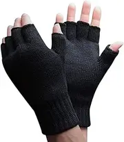 [HiFEN] Fingerless Gloves For Women Winter Thermal Gloves Warm Soft Knit Half Fingers Mittens for Ladies One Size