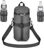 NEEWER Camera Lens Pouch for 4.45"x9.45"/113x240mm DSLR Mirrorless Camera Lens, Water Repellent Thicker Expandable Protective Case Bag with Lockable Opening Zippers, Shoulder Strap, Rear Buckle, PB011