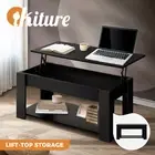 Oikiture Coffee Table Lift Up Top Modern Table Hidden Book Storage Shelf Display