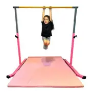 5-Star TD Pink Gymnastic Kip Bar, Adjustable 3-5 FT, Heavy-Duty Junior Training