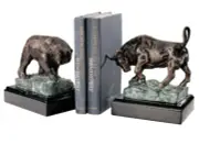 Bull and Bear of Wall Street Bronze Sculptures Bookends Bronze Bull Statue Bear