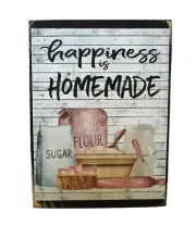 Happiness is Homemade Farmhouse Tiered Tray Sign Shelf Sitter Block USA