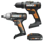 Worx® 20-Volt Lithium-Ion Cordless 3/8" Drill and 1/4" Impact Driver Combo Kit