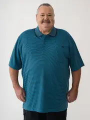 Big Mens Quick Dry Stripe Polo Teal