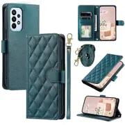 For Samsung Galaxy A33 5G Leather Case Rhombus Grid Phone Cover with Wallet Stand