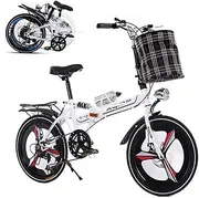 Folding Adult Bicycle,26-inch 6-Speed Bicycle,Front and Rear Double Disc Brake Integrated Wheel Shock Absorption Commuter Car