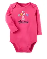 NEW Carter's Baby Girl "My Gram is the Coolest" Pink LS Bodysuit SIZE 9 m