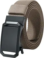 [LionVII] Ratchet Elastic Stretch Belts, 1 3/8" Slide Belt for Men with Automatic Buckle for Men Dress, Adjustable Trim to Fit 27-46" Waist